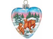 G.Debrekht 73432 Holiday Splendor Glass Kodiak Family Heart 3.5 in. Glass Ornament