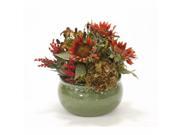 Distinctive Designs International 9835 Rust Sunflowers in Green Stoneware Planter