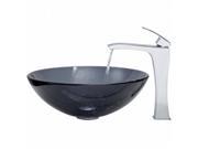 VIGO Sheer Black Glass Vessel Sink and Faucet Set in Chrome