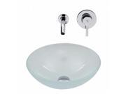 VIGO White Frost Vessel Sink and Wall Mount Faucet Set in Chrome