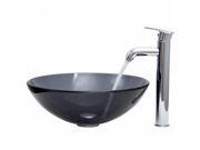 VIGO Sheer Black Glass Vessel Sink and Faucet Set in Chrome