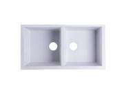 ALFI Brand AB3420UM W Undercount Double Bowl Granite Composite Kitchen Sink White 34 in.