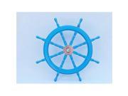 Handcrafted Model Ships SW36CH L blue Deluxe Class Light Blue Wood and Chrome Ship Steering Wheel 36 in. Decorative Accent