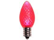 Queens of Christmas C7 DIM RETRO PI C7 DIM RETRO PI C7 Faceted Dimmable Pink LED Retrofit Lamp with 3 internal LEDs and an E12 Base
