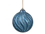 Vickerman M112322 6 in. Sea Blue Matte Glitt Swirl Flat Ball