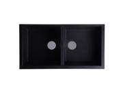 ALFI Brand AB3420UM BLA Undercount Double Bowl Granite Composite Kitchen Sink Black 34 in.
