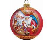G.Debrekht 73611 Holiday Splendor Glass Santa Workshop Ball 3.5 in. Glass Ornament