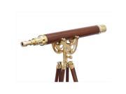 Handcrafted Model Ships ST 0149WD Floor Standing Brass And Wood Anchormaster Telescope 50 in. Decorative Accent