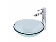 VIGO Crystalline Glass Vessel Sink and Shadow Vessel Faucet Set in a Chrome Finish