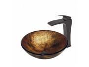 VIGO Copper Shapes Glass Vessel Sink and Blackstonian Faucet Set in Antique Rubbed Bronze Finish