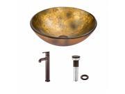 VIGO Copper Shapes Glass Vessel Sink and Seville Faucet Set in Oil Rubbed Bronze