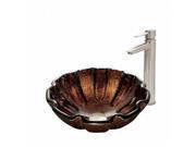 VIGO Walnut Shell Glass Vessel Sink and Shadow Faucet Set in Brushed Nickel Finish