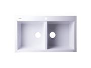 ALFI Brand AB3420DI W Drop In Double Bowl Granite Composite Kitchen Sink White 34 in.