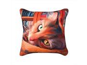 Manual Woodworkers and Weavers SLKRYC Paws And Whiskers Yellow Cat Printed Pillow 18 X 18 in.