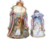 G.Debrekht 24116 Woodcarving To The Land of Snow Santa 13 in. Woodcarved Santa