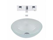 VIGO White Frost Vessel Sink and Wall Mount Faucet Set in Chrome
