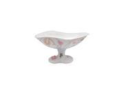 Unicorn Studios AP20311AA White Porcelain Rose Pedestal Dish with Scrollwork