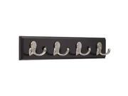 Liberty Hardware 139637 Rail With 4 Satin Nickel Double Hooks Black 16 in.