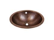 The Copper Factory Solid Hand Hammered Copper 19in.X 16in. Oval Undermount Lavatory Sink in Antique Copper Finish CF170AN
