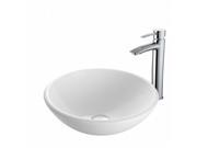 VIGO White Phoenix Stone Glass Vessel Sink and Shadow Faucet Set in a Chrome Finish