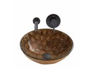 VIGO Playa Glass Vessel Sink and Olus Wall Mount Faucet Set in Antique Rubbed Bronze Finish