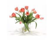 Distinctive Designs International 16492 Elegant Coral Tulips in Glass Vase