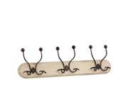 Urban Trends Collection 36054 Wooden Wall Hanger With 6 Metal Hooks Distressed Cream