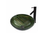 VIGO Green Asteroid Glass Vessel Sink and Dior Faucet Set in Antique Rubbed Bronze Finish