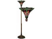 Warehouse Of Tiffany 1509 BB75B Dragonfly Red Purple Torchiere Lamp