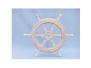 Handcrafted Model Ships SW 173118 Classic Wooden Whitewash Ship Steering Wheel 18 in. Decorative Accent