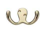 Mintcraft 23263BBB3L Double Prong Robe Hooks Polished Brass