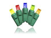 Winterland S 70MM5M 4G 5 mm. Conical Multi Colored LED Light Set With In Line Rectifer On Green Wire