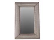 Benzara BRU 1129476 Valuable Elegant Rectangular Shaped Metal Wall Mirror in Silver