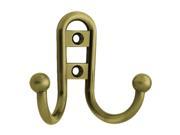 Brainerd B46115J AB C Double Prong Robe Hook With Ball End Antique Brass 1 Pack