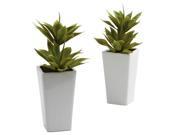 Nearly Natural 4971 S2 Double Mini Agave with Planter Set of 2