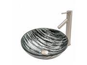 VIGO Rising Moon Glass Vessel Sink and Dior Faucet Set in Brushed Nickel Finish