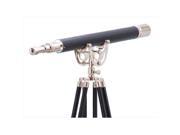 Handcrafted Model Ships ST 0148CH L Floor Standing Chrome And Leather Anchormaster Telescope 65 in. Decorative Accent