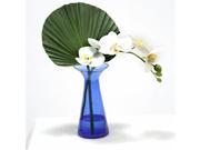 Distinctive Designs International 16200 White Phaleanopsis Orchids with Fan Palm in Blue Bottle
