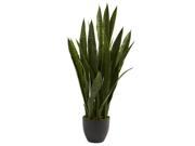 Nearly Natural 4855 Sansevieria with Black Planter