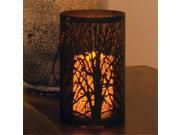 Smart Solar 84040 LC Arboretum 8 in. H Metal Cylinder Lantern with Tree Pattern in Antique Black finish