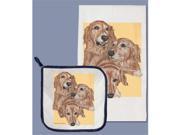 Pipsqueak Productions DP706 Golden Retriever Dish Towel And Pot Holder Set