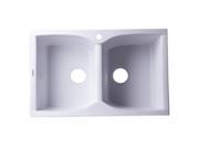ALFI Brand AB3220DI W Drop In Double Bowl Granite Composite Kitchen Sink White 32 in.