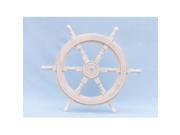 Handcrafted Model Ships SW 173124 Classic Wooden Whitewash Ship Steering Wheel 24 in. Decorative Accent