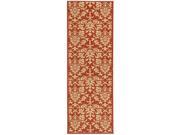 Safavieh CY3416 3707 27 2 ft. 4 in. x 6 ft. 7 in. Runner Indoor Outdoor Courtyard Red and Natural Machine Made Rug