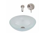 VIGO White Frost Vessel Sink and Wall Mount Faucet Set in Brushed Nickel