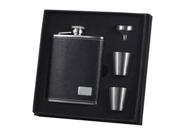 Visol VSET26 Eclipse S Black Leather 6oz Deluxe Flask Gift Set