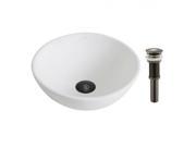 Kraus KCV 341 ORB Elavo White Ceramic Small Round Vessel Bathroom Sink Oil Rubbed Bronze