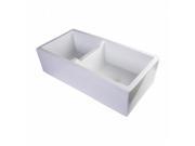 ALFI brand AB3618DB W 36 in. Smooth Thick Wall Fireclay Double Bowl Farm Sink White