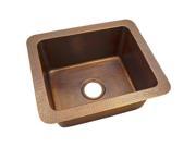The Copper Factory Solid Hand Hammered Copper 18in. X 12in. Single Bowl Drop In Undermount Sink in Antique Copper Finish CF162AN