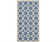 Safavieh CY6913 243 3 2 ft. 7 in. x 5 ft. Small Rectangle Indoor Outdoor Courtyard Blue and Beige Power Loomed Rug